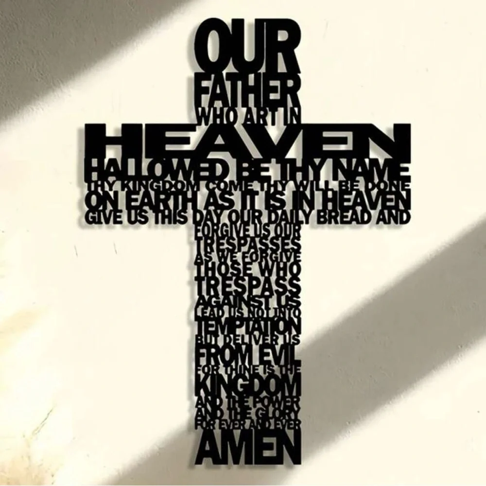 Lord’s Prayer Metal Black Cut-out Wall Cross Decor